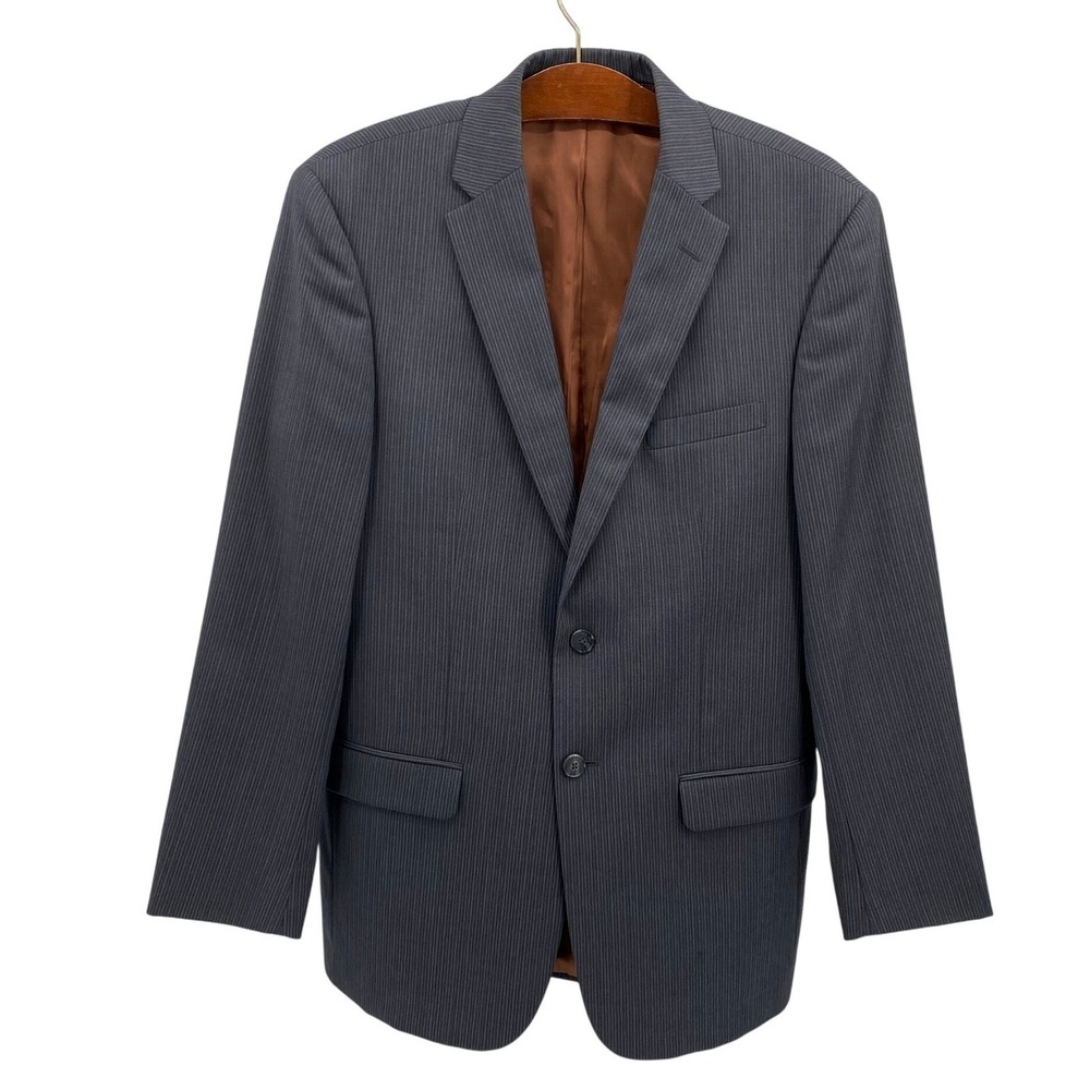 Jos. A. Bank Men's 40R* Slim Fit Two-Piece Suit Gray Pinstripe Blazer & Trousers - Picture 2 of 16